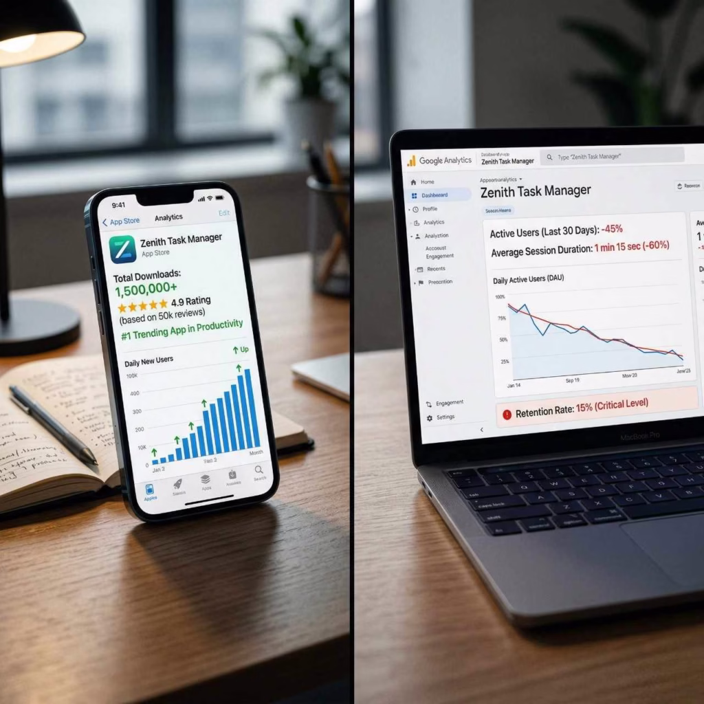 startup founder analyzing app failure 1